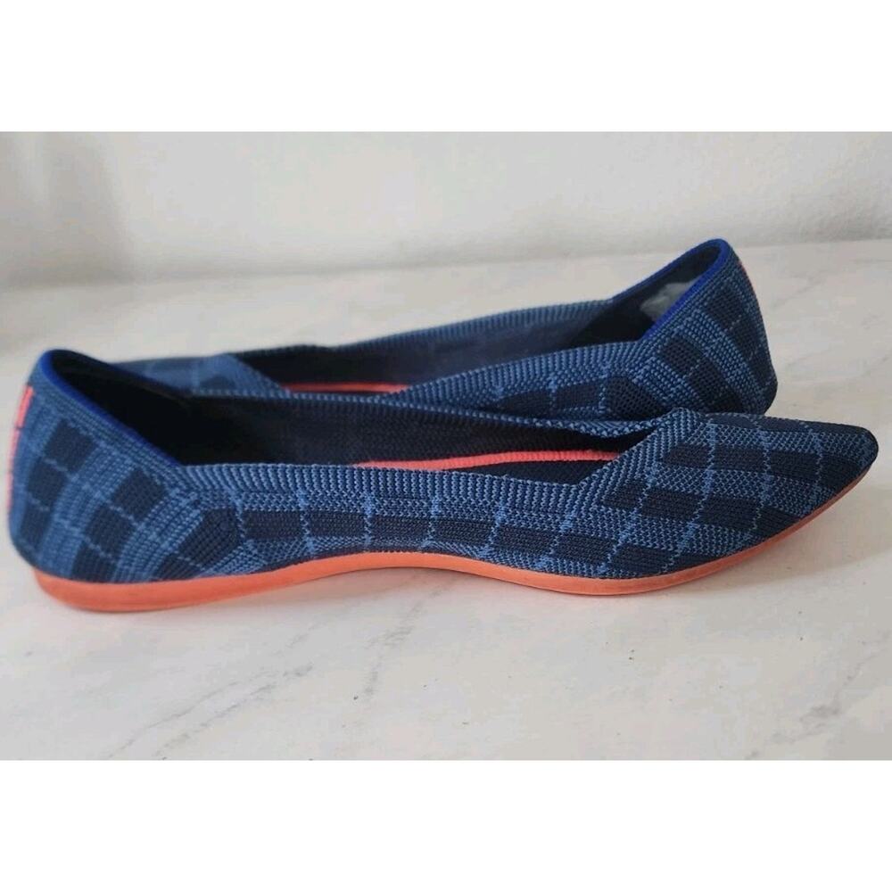 Rothy's The Point Womens Size US 7 Indigo Gingham Plaid Ballet Flats Excellent - Picture 4 of 8